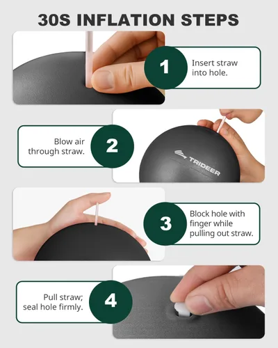 Vista 8 de Trideer 9-Inch Pilates Ball, Small Exercise Ball Pilates Equipments for Yoga, Physical Therapy, Pregnancy, Postpartum, Core Training, Balance