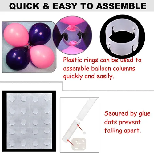 Vista 6 de LANGXUN Kit de arco de globos de mesa de 12 pies y 2 juegos de soporte de columna de globos de 50 pulgadas de alto para decoraciones de cumpleaños