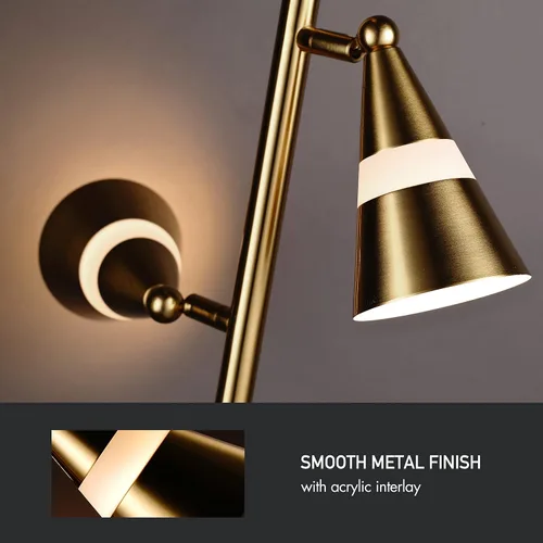 Vista 5 de O'Bright Ash - Lámpara de pie LED de árbol de 3 luces, LED regulable de 3 cabezales, lámpara de pie multidireccional, pantalla múltiple ajustable