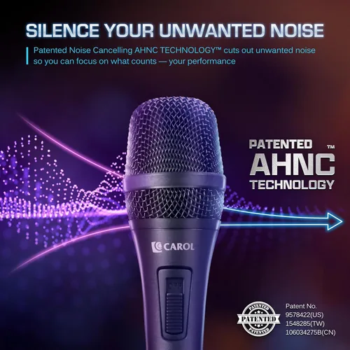 Vista 4 de CAROL AC-910S XLR Micrófono vocal con cable, cardioide dinámico con interruptor AHNC dual-engine noise canceling tech for singing, studio, and