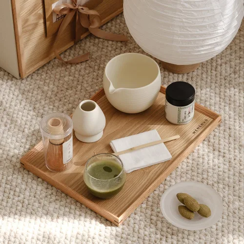 Vista 2 de WENSHUO Matcha Whisk Set, Ceramic Matcha Bowl with Spout, Crème,5-Pc Crema mate
