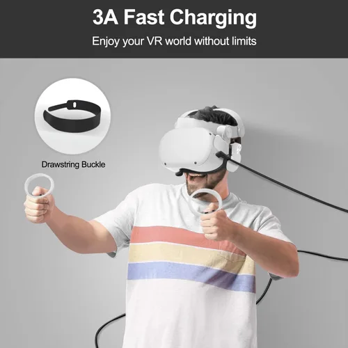 Vista 5 de VidPPluing Cable Link de 16 pies, cable USB C para MetaOculus Quest 2 y PCSteam VR y más, transferencia de datos de alta velocidad y carga rápida