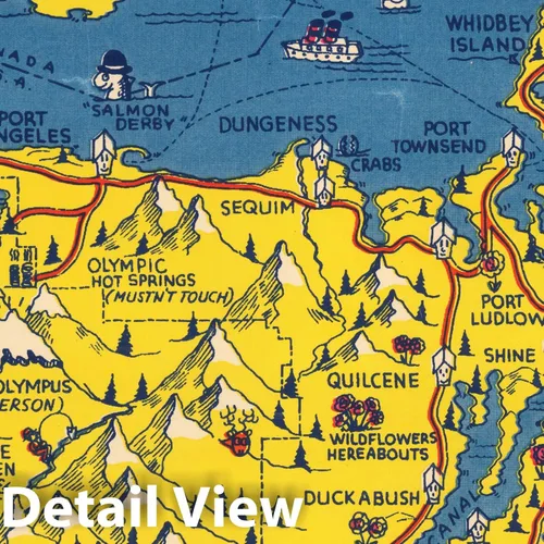 Vista 2 de Mapa histórico - Un mapa histérico de la belleza campestre de Puget Sound que desafía la descripción y además es bonito también, 1940, Lindgren