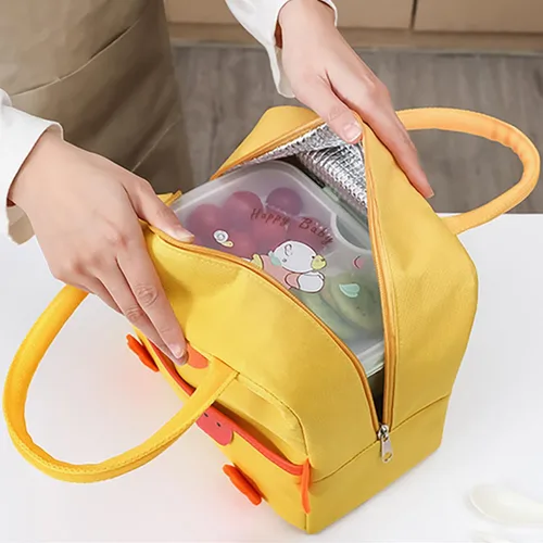 Vista 4 de Linda bolsa de almuerzo de pato Kawaii Animal Fiambrera reutilizable bolsa Beige