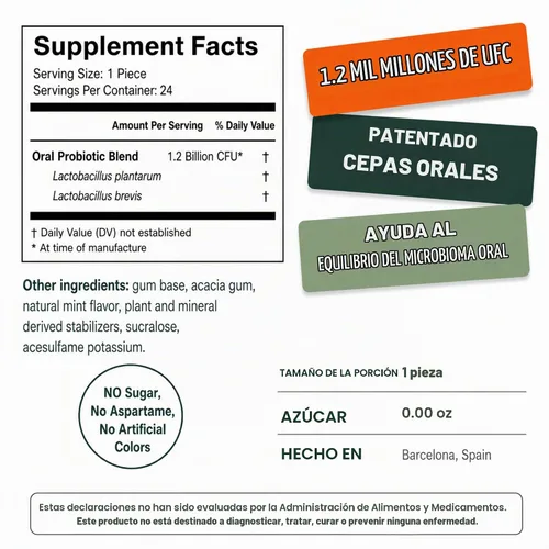 Vista 2 de Nudge Goma de mascar probiótica, menta sin azúcar, soporte para microbioma