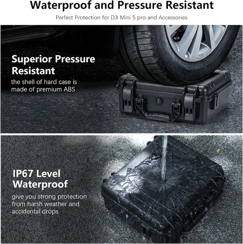 Vista 3 de FPVtosky Funda rígida para DJI Mini 5 Pro/Fly More Combo/Plus, funda de transporte impermeable para accesorios Mavic Mini5 Pro RC 2 [solo funda]