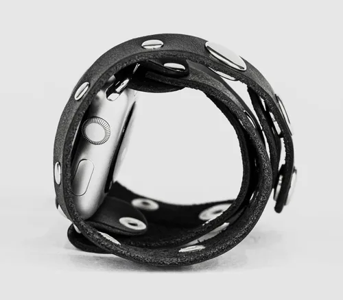 Vista 8 de Correa de cuero doble envolvente compatible con Apple Watch de 1.496 in 1.575 in 1.614 in 1.654 in 1.732 in 1.772 in 1.811 in 1.929 in, hecho a mano