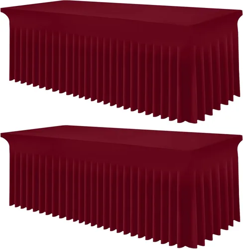 Vista 33 de Smiry Mantel de Spandex, Mantel Elástico Ajustable Extensible para Mesas Rectangulares de 6 Pies, Falda Cubierta de Mesa Impermeable y Lavable