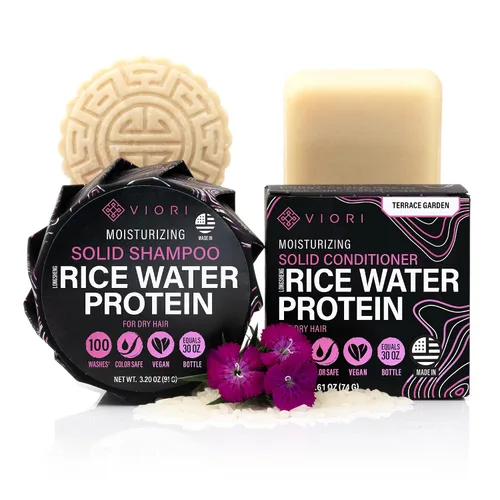Vista 10 de VIORI Citrus Yao barra sin aroma de champú y acondicionador SIN soporte, hecha a mano con agua de arroz y agentes naturales, sin sulfatos