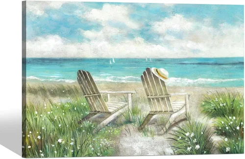 Vista 13 de SD SOFT DANCE Lienzo decorativo para pared de playa, paisaje marino, pintura costera para dormitorio (16 x 11 x 1 panel)