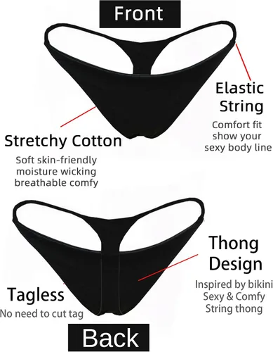 Vista 7 de KUKU PANDA Tangas de algodón para mujer, sexy, sin costuras, para mujer, conjunto de 3