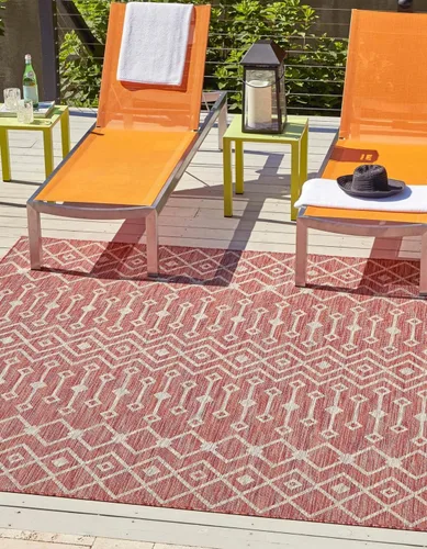 Vista 70 de Unique Loom Outdoor Trellis Collection - Alfombra de área con diseño de enrejado tribal (2 pies 2 pulgadas x 3 pies 1 pulgada, ovalada, azul/marfil)