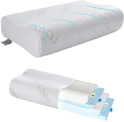 Vista 9 de Almohada de contorno - Almohada cervical de cuello ajustable de suavidad para un soporte ideal, almohada de espuma viscoelástica de 11 alturas
