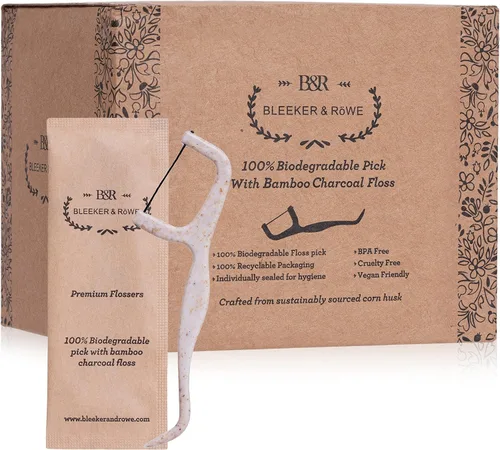Vista 2 de Bleeker and Rowe - Púas de hilo dental biodegradables (hilo de PTFE de 1000 unidades)