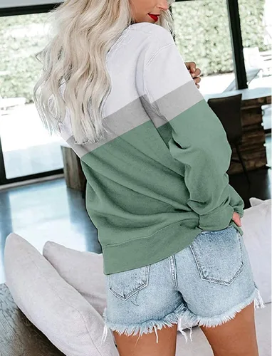 Vista 4 de PGANDS Women's Color Block Sweatshirt Tops Long Sleeve Crewneck Soft Cute Lightweight Tunic Pullover with Pocket
