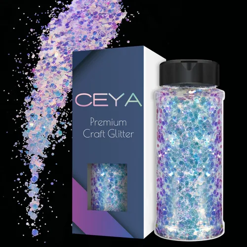 Vista 9 de Ceya - Juego de purpurina camaleón gruesa de 18 colores, 6.3 oz/180 g, polvo de purpurina artesanal con cambio de color, cada 15 ml, copos