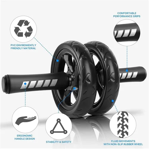 Vista 6 de Rueda de rodillo abdominal, rueda abdominal para máquina de ejercicio abdominal, equipo de gimnasio en casa para entrenamiento de núcleo, sin ruido
