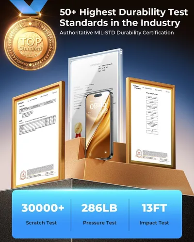 Vista 8 de DIMONCOAT - Paquete de 4 protectores de pantalla de privacidad para iPhone 14 Pro de 6.1 pulgadas 13FT Drop Tested, Auto Alignment Kit, 10X