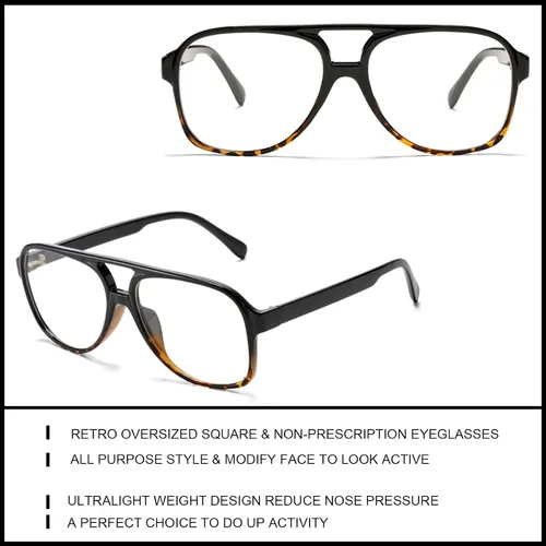 Vista 4 de Pro Acme Lentes de gran tamaño para mujeres y hombres sin receta médica lentes grandes transparentes y clásicos con doble puente