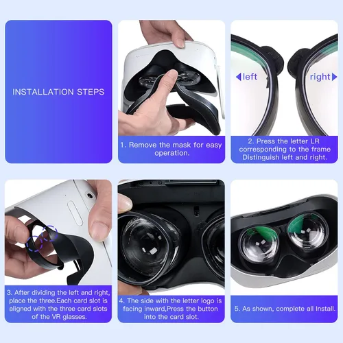 Vista 6 de Oculus Quest 2 Myopia Glass Frame (1 Set), Eyes Protective Glasses Accessories Set for Quest 2,Easy to Install(with Lens Polishing Mold)