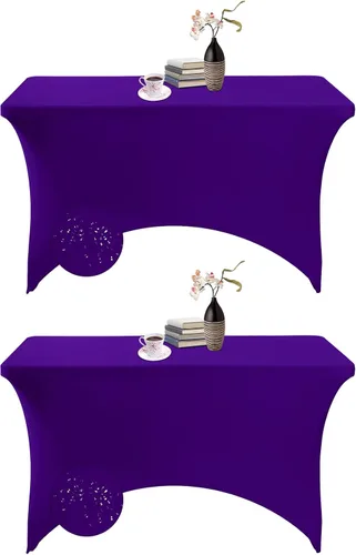 Vista 34 de Paquete de 2 fundas de mesa de elastano impermeables para mesas rectangulares, 6 pies, negras, elásticas, resistentes a manchas, para todas