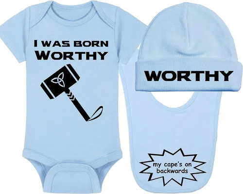 Vista 26 de I Was Born Worthy - Superhero Baby Onesie - Hat - Blanket - Bib Package Combinations