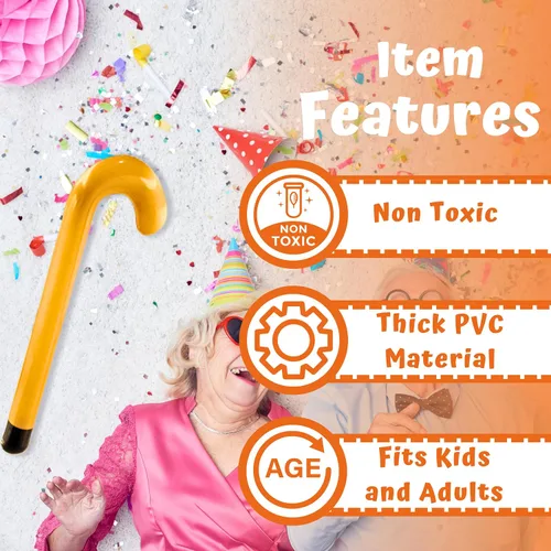 Vista 8 de 4E's Novelty Bastón inflable de anciano – Bastón inflable con muleta de bastón inflable, disfraz de anciano para el día de la escuela, accesorios