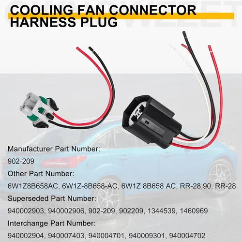 Vista 3 de Módulo de relé de control de ventilador de refrigeración Conector Arnés de cables 902-209 para Ford Crown Victoria Focus Lincoln Town Car Mercury