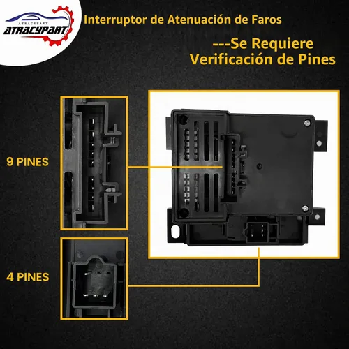 Vista 4 de Interruptor de faros delanteros compatible con Chevy Blazer S10 GMC Jimmy Sonoma y Bravada 1998-2003 Interruptor de atenuación de faro con luz