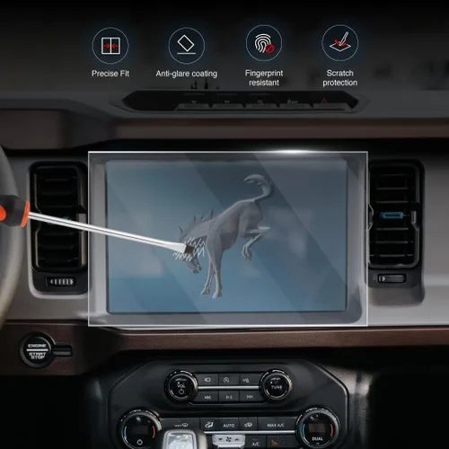 Vista 5 de Protector de pantalla para Ford Bronco de 12 pulgadas (2021-2026), vidrio templado para Ford Bronco SYNC4, brillo transparente HD, resistente a