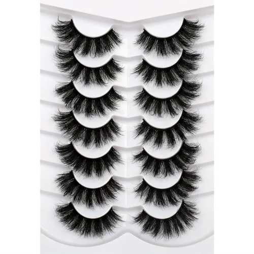 Vista 11 de Pooplunch - Pestañas postizas estilo ojo de gato, extensión de volumen 8D natural, finas, cortas, de visón sintético, tiras de pestañas postizas