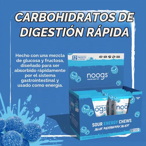 Vista 8 de Blue Raspberry Blast Sour Energy Chews, gomitas energéticas con Frambuesa azul