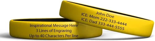 Vista 4 de Pulsera de identificación de alerta resistente al agua, personalizada, para hombres, mujeres y niños