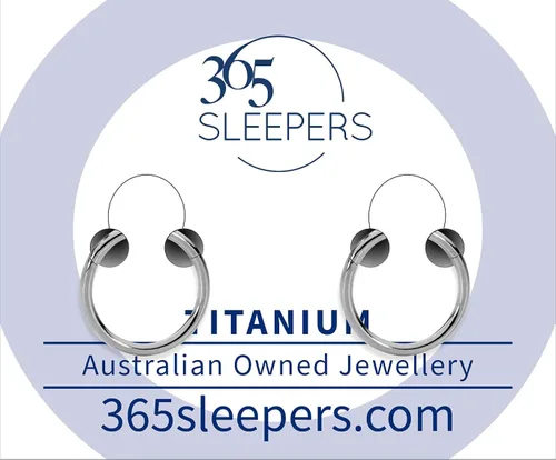 Vista 2 de 365 Sleepers 2 piezas G23 Titanium 20G (muy fino) Aretes de aro con bisagras, segmento de nariz, 0.197in - 0.236in - 0.276in - 0.315in - 0.354in