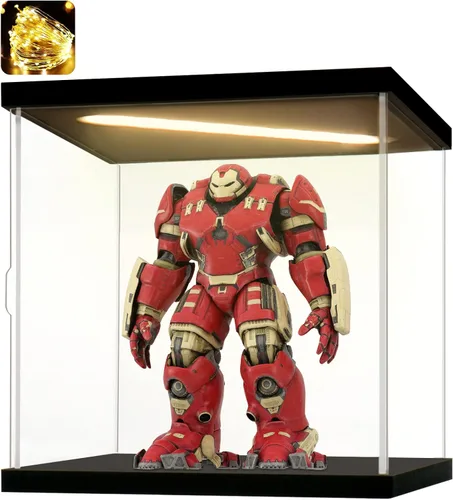 Vista 10 de Vitrina de acrílico para coleccionables, cajas de acrílico transparente para figuras de exhibición, memoribilia, casco de construcción iluminado