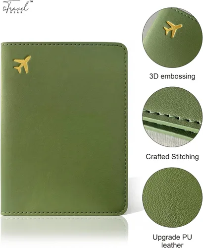 Vista 5 de Soporte para pasaporte para artículos esenciales de viaje, funda de pasaporte con bloqueo RFID para accesorios de viaje, cartera de viaje