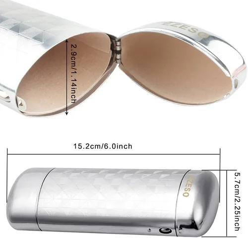 Vista 2 de EZESO - Estuche para gafas para gafas, carcasa de aluminio con celosía para montura pequeña