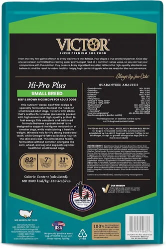 Vista 3 de VICTOR Classic - Hi-Pro para raza pequeña adulta, 5 libras Real Beef 1st Ingredient, Small Breed Bite-Sized Kibble, Immune & Digestive Support
