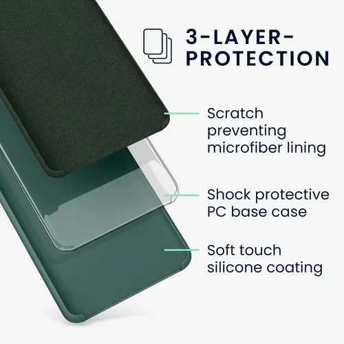Vista 2 de kwmobile Funda compatible con OnePlus 10T 5G - Funda de silicona TPU con acabado suave - Verde bosque