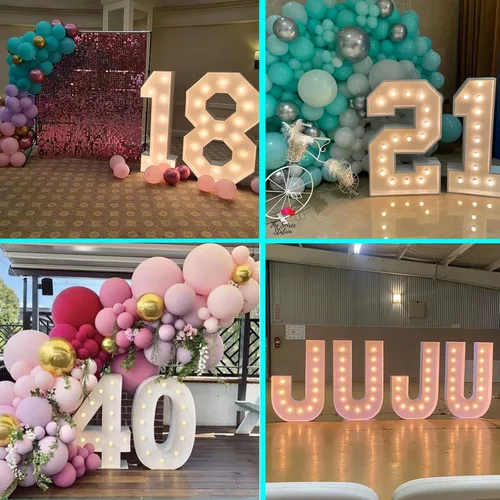 Vista 6 de 12 bombillas LED – Cadena de iluminación G40 funciona con pilas para números de letras de marquesina – interiores y exteriores para fiestas