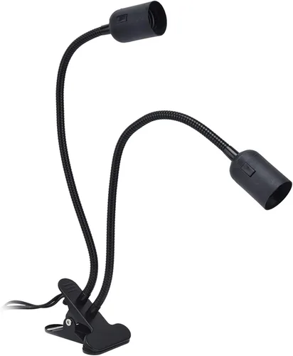 Vista 6 de Lámpara de escritorio LED de cuello de cisne con abrazadera, lámpara E27/E26, aluminio negro, brazo flexible de 20 pulgadas, luz portátil con clip