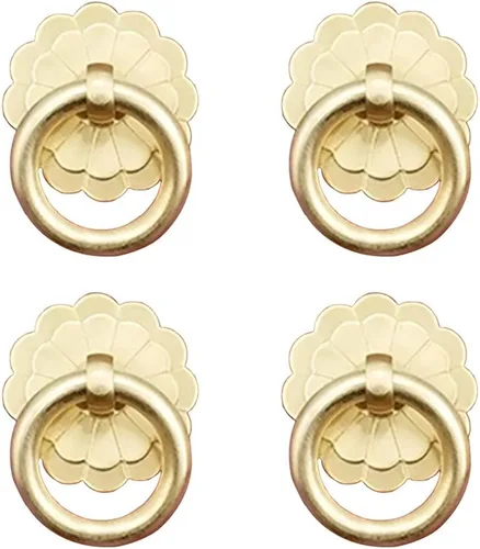 Vista 7 de 4 tiradores de anillo de latón antiguo con manija para armarios de cocina, armario, cajón, muebles vintage, anillo de tracción de estilo vintage