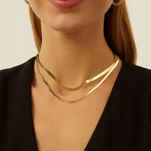 Vista 6 de YANODA Collar de espiga para mujer, collares de oro de 14 quilates para mujer, delicado collar de oro en capas para mujer, collar de cadena