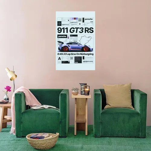 Vista 5 de Póster de Supercar 911 GT3RS - Póster de carreras para pared, lienzo vintage, arte de pared, pósteres de pintura en lienzo para regalo
