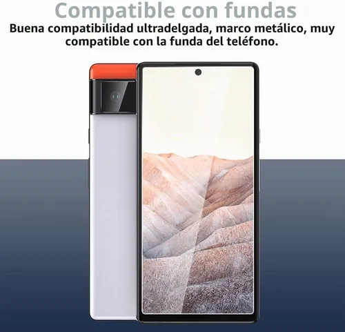 Vista 4 de TOCOL Paquete de 3 protectores de pantalla de vidrio templado compatibles con Google Pixel 6 5G de 6.4 pulgadas y protector de lente de cámara