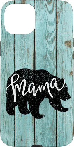 Vista 9 de Turquoise Woodgrain Rustic Farmhouse Shiplap Wood Mama Bear Case for iPhone 17