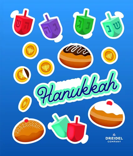 Vista 2 de The Dreidel Company Calcomanías grandes de Hanukkah para ventana, 48 calcomanías de Janucá temáticas de Janucá