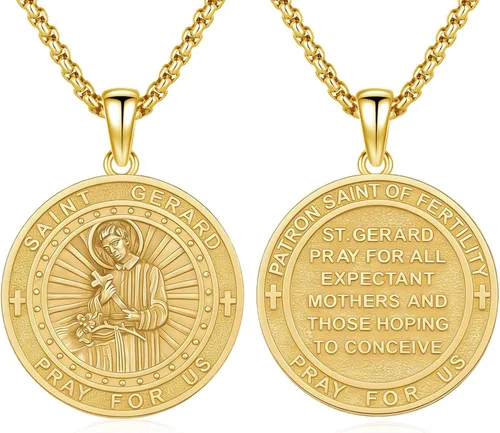 Vista 9 de 925 Sterling Silver Patron Saint Amulet Necklace for Men Women plateado