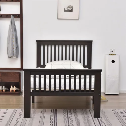 Vista 3 de BETTER HOME PRODUCTS Marco de cama individual de pino 100% madera maciza (tabaco, tamaño individual)