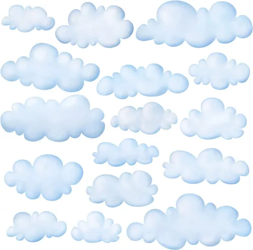 Vista 9 de DECOWALL 17 calcomanías de pared pequeñas de acuarela azul nube (DS4-8030)